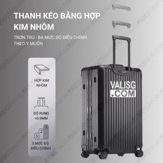 vali nhôm nguyên khối cao cấp – vsg – black (Đen)